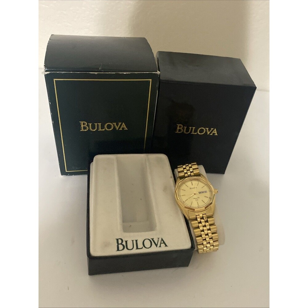Bulova Men's Marine Star Gold Plated Vintage UNTESTED NEEDS BATTERY READ